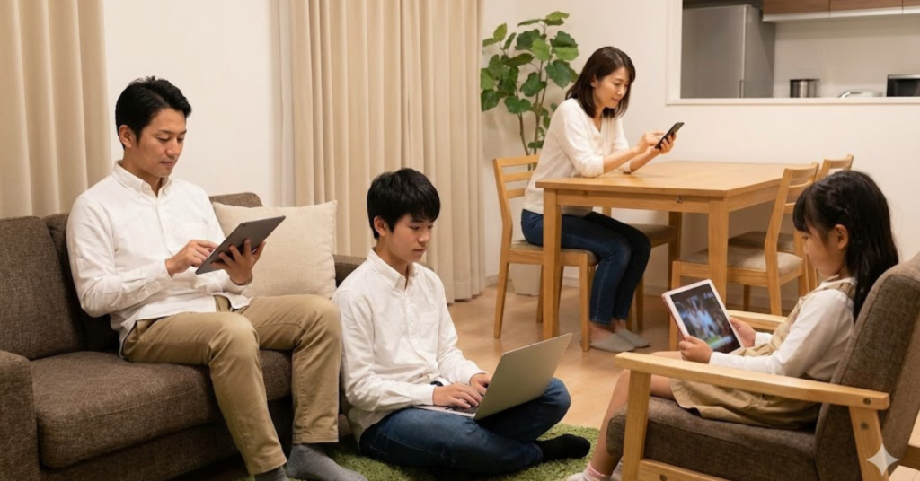 ファミリーアカウントで月額を4人で割る